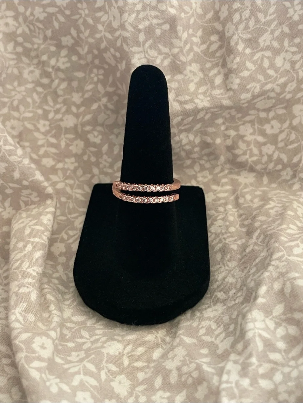 Rose Gold Double Band Crystal Ring - Women Jewelry - New
